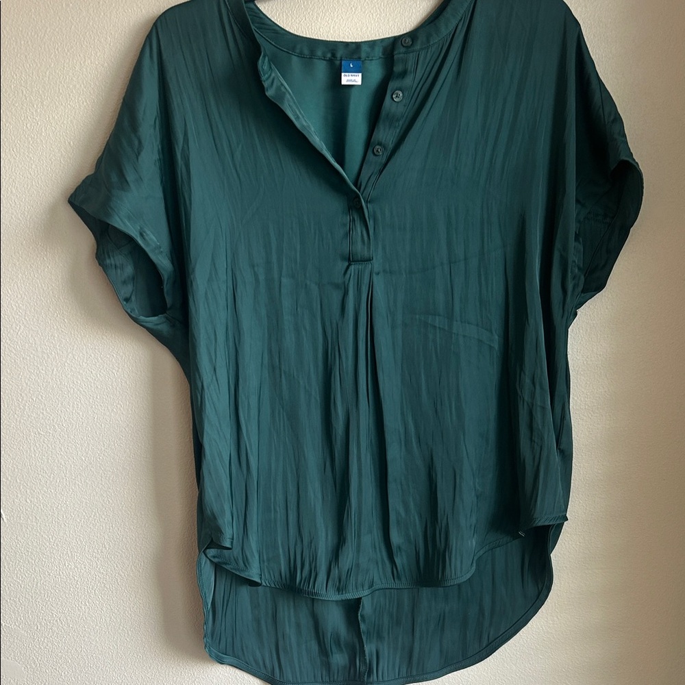 Old Navy Dark Green Women's Silky Blouse Size Large